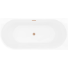 Baignoire d'angle Mexen Silo autonome droite cannelée 150 x 75 cm, blanche, trop-plein cuivre brossé - 52891507500P-65