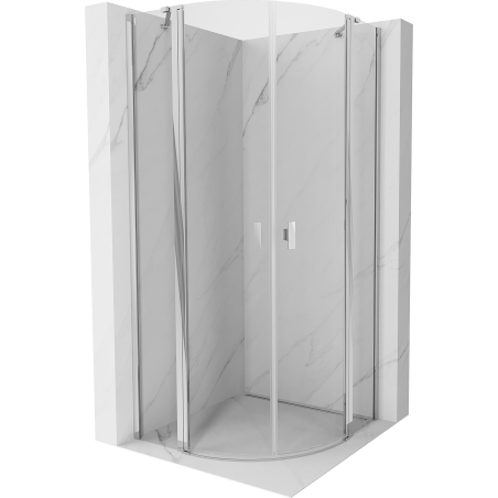 Mexen Mist cabine de douche semi-circulaire pivotante 80 x 80 cm, transparent, chrome - 8A32-080-080-01-00