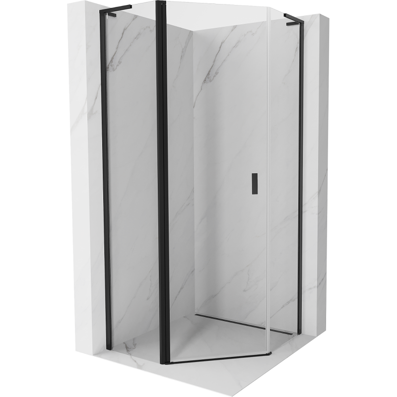 Mexen Mist L cabine de douche pentagonale pivotante 100 x 100 cm, transparent, noir - 8A8L-100-100-70-00