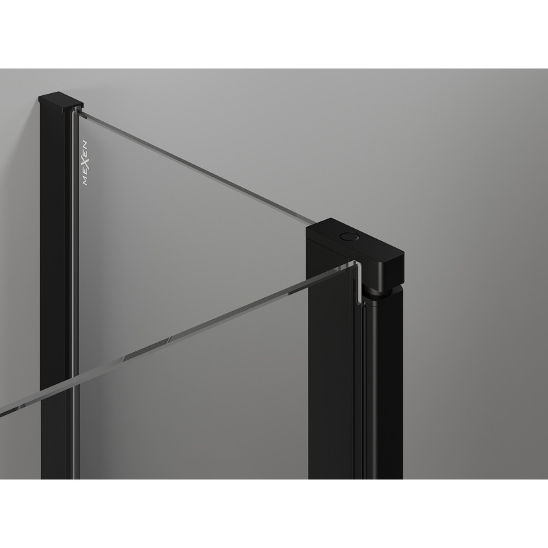 Mexen Mist L cabine de douche pentagonale pivotante gauche 80 x 80 cm, cadre noir, noir - 8A8L-080-080-70-70-L
