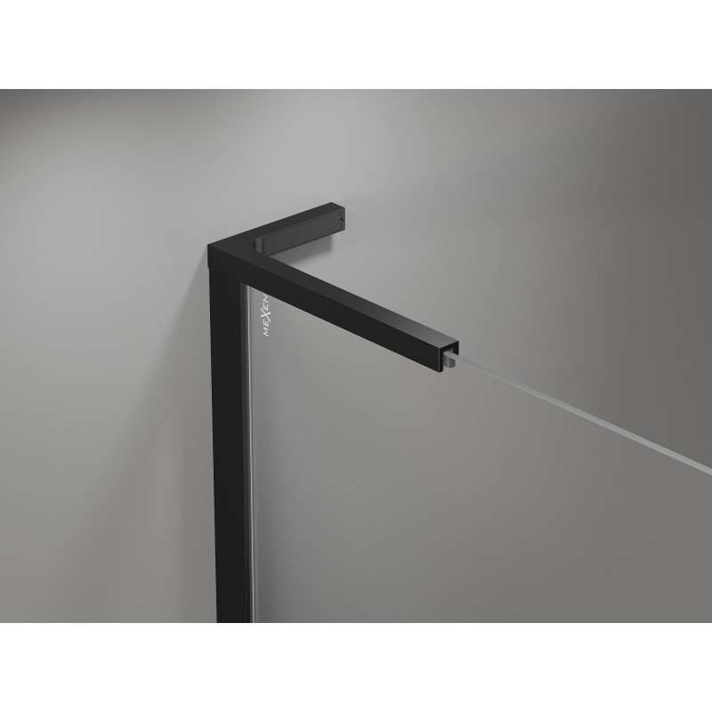 Mexen Mist L cabine de douche pentagonale pivotante gauche 80 x 80 cm, cadre noir, noir - 8A8L-080-080-70-70-L