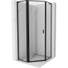 Mexen Mist L cabine de douche pentagonale pivotante gauche 80 x 80 cm, cadre noir, noir - 8A8L-080-080-70-70-L