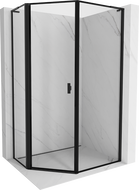 Mexen Mist L cabine de douche pentagonale asymétrique pivotante gauche 80 x 100 cm, cadre noir, noir - 8A8L-080-100-70-70-L