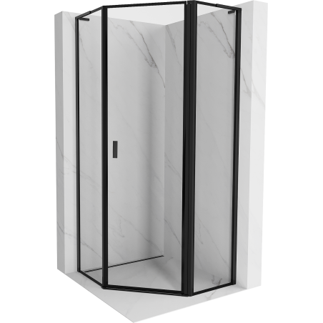 Mexen Mist L cabine de douche pentagonale pivotante droite 80 x 80 cm, cadre noir, noire - 8A8L-080-080-70-70-P