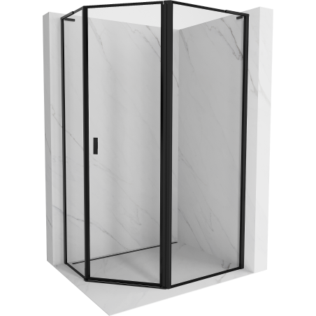 Mexen Mist L cabine de douche pentagonale asymétrique battante droite 100 x 80 cm, cadre noir, noir - 8A8L-100-080-70-70-P