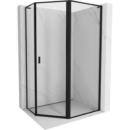 Mexen Mist L cabine de douche pentagonale asymétrique battante droite 100 x 80 cm, cadre noir, noire - 8A8L-100-080-70-70-P