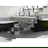 Mexen Silo baignoire îlot d'angle droite rainurée 150 x 75 cm, blanche/noire, trop-plein doré - 52891507575P-50