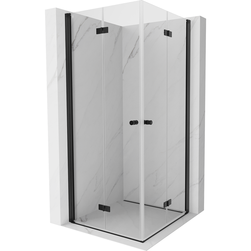 Cabine de douche pliante Mexen Mist-F Duo 110 x 110 cm, transparente, noire - 8A6-110L-110P-70-00