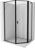 Mexen Mist L cabine de douche asymétrique pentagonale pivotante droite 80 x 100 cm, cadre noir, noir - 8A8L-080-100-70-70-P