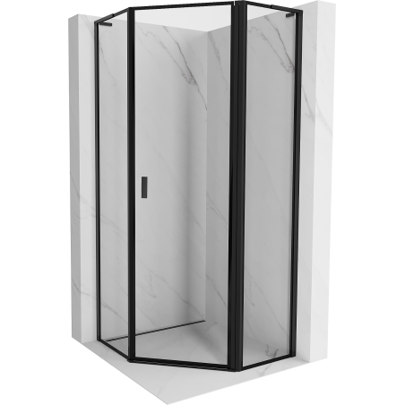 Mexen Mist L cabine de douche pentagonale avec porte battante droite 100 x 100 cm, cadre noir, noir - 8A8L-100-100-70-70-P