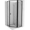 Mexen Mist L cabine de douche pentagonale avec porte battante droite 100 x 100 cm, cadre noir, noir - 8A8L-100-100-70-70-P