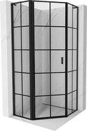 Mexen Mist L cabine de douche pentagonale pivotante gauche 90 x 90 cm, grille noire, noir - 8A8L-090-090-70-77-L