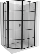 Mexen Mist L cabine de douche pentagonale asymétrique pivotante gauche 90 x 100 cm, grille noire, noir - 8A8L-090-100-70-77-L