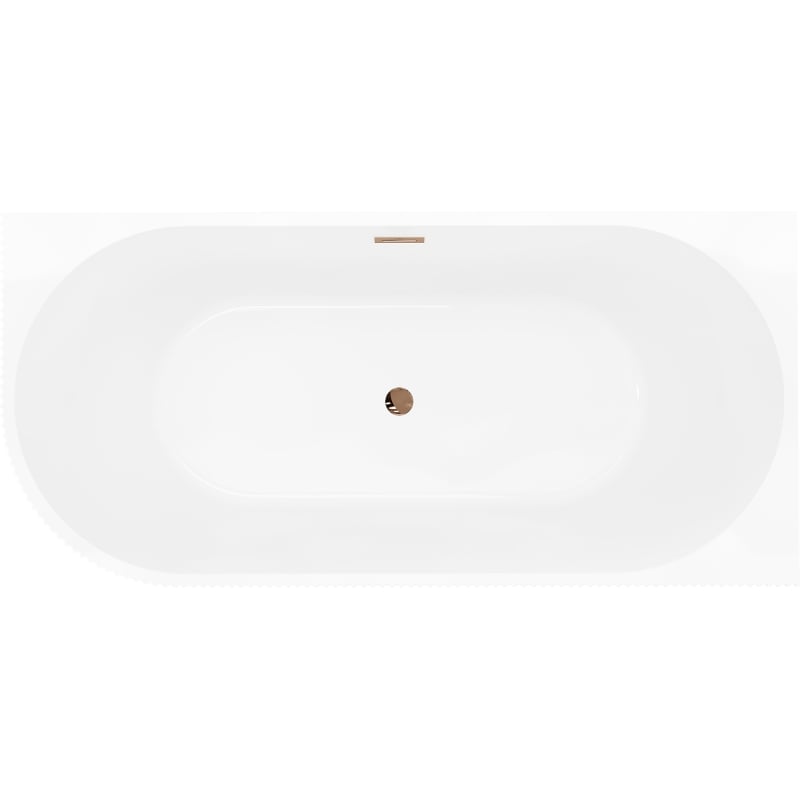 Mexen Silo baignoire autoportante d'angle droite cannelée 150 x 75 cm, blanche/noire, trop-plein or rose - 52891507575P-60