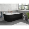 Mexen Silo baignoire autoportante d'angle droite cannelée 150 x 75 cm, blanche/noire, trop-plein or rose - 52891507575P-60