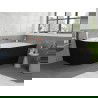 Mexen Silo baignoire sur pied d'angle droite rainurée 150 x 75 cm, blanche/noire, trop-plein or rose - 52891507575P-60