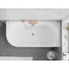 Mexen Silo baignoire autoportante d'angle droite cannelée 150 x 75 cm, blanche/noire, trop-plein or rose - 52891507575P-60