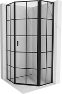 Mexen Mist L cabine de douche pentagonale battante droite 80 x 80 cm, grille noire, noir - 8A8L-080-080-70-77-P