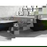 Mexen Silo baignoire îlot d'angle droite cannelée 150 x 75 cm, blanche/noire, trop-plein cuivre brossé - 52891507575P-65