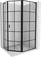 Mexen Mist L cabine de douche pentagonale asymétrique pivotante droite 90 x 80 cm, grille noire, noire - 8A8L-090-080-70-77-P