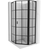 Mexen Mist L cabine de douche pentagonale pivotante droite 90 x 90 cm, grille noire, noir - 8A8L-090-090-70-77-P