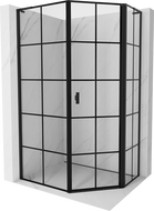 Mexen Mist L cabine de douche pentagonale asymétrique pivotante droite 80 x 100 cm, grille noire, noir - 8A8L-080-100-70-77-P