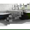 Mexen Silo baignoire îlot d'angle droite rainurée 150 x 75 cm, blanche/noire, trop-plein nickel brossé - 52891507575P-97