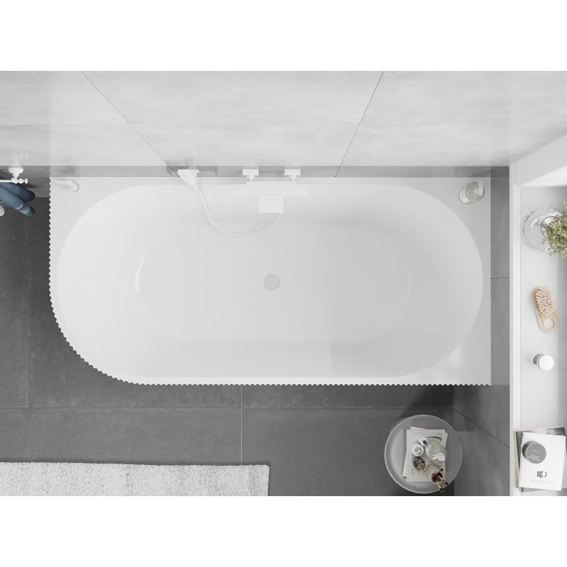 Mexen Silo baignoire autoportante d'angle droite rainurée 170 x 80 cm, blanche, trop-plein blanc - 52891708000P-20
