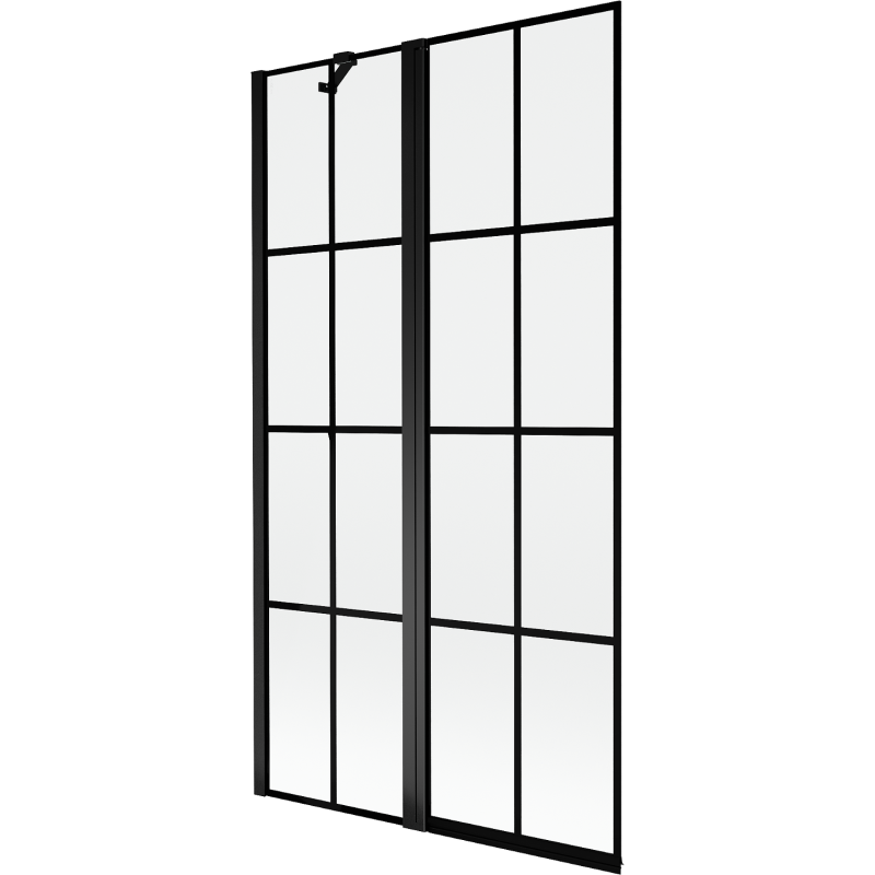 Paravent de bain Mexen Mist 2 volets gauche 100 x 150 cm, grille noire, noir - 8A9-100-011-70-77-L