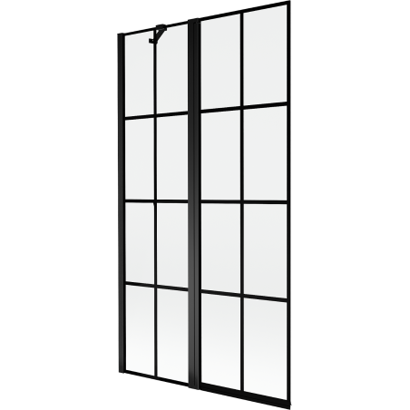 Paravent de bain Mexen Mist 2 volets gauche 100 x 150 cm, grille noire, noir - 8A9-100-011-70-77-L