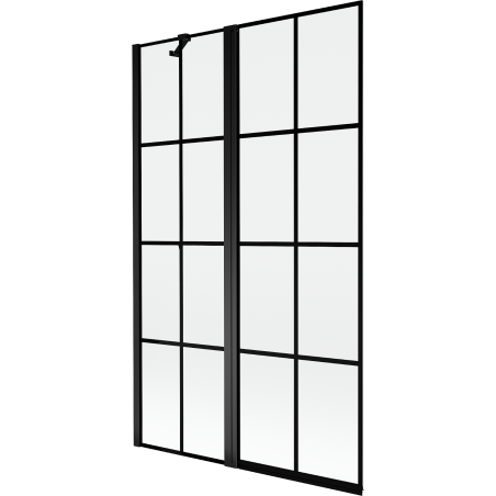 Paroi de baignoire Mexen Mist 2 volets gauche 110 x 150 cm, grille noire, noir - 8A9-110-011-70-77-L