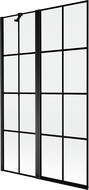 Paroi de baignoire Mexen Mist 2 volets gauche 110 x 150 cm, grille noire, noir - 8A9-110-011-70-77-L