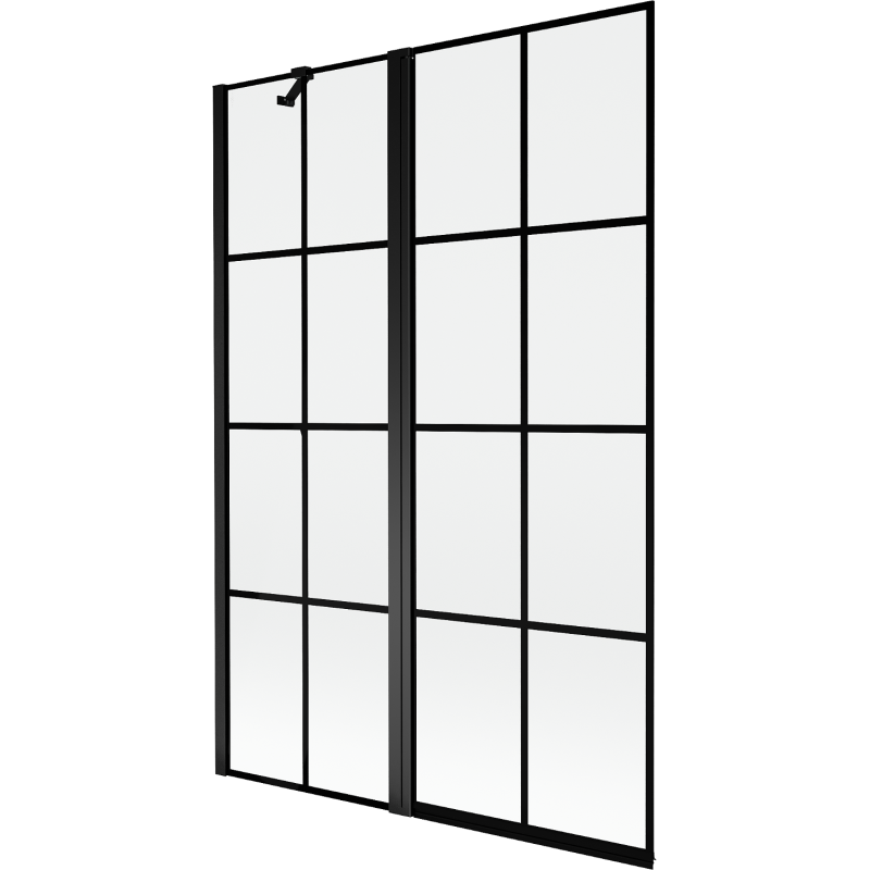Mexen Mist paroi de baignoire pivotante 2 volets, côté gauche 120 x 150 cm, grille noire, noir - 8A9-120-011-70-77-L