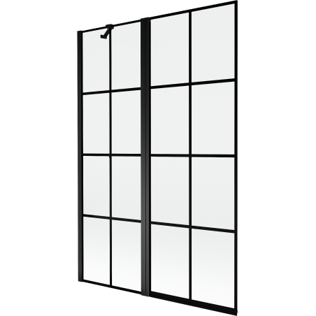 Paravent de baignoire Mexen Mist à 2 volets gauche 120 x 150 cm, grille noire, noir - 8A9-120-011-70-77-L