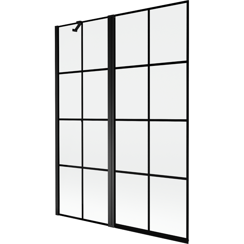Mexen Mist paroi de baignoire à 2 vantaux gauche 130 x 150 cm, grille noire, noir - 8A9-130-011-70-77-L