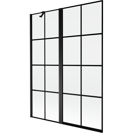 Mexen Mist paroi de baignoire à 2 battants côtés gauche 130 x 150 cm, grille noire, noir - 8A9-130-011-70-77-L