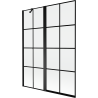 Mexen Mist paroi de baignoire à 2 battants côtés gauche 130 x 150 cm, grille noire, noir - 8A9-130-011-70-77-L