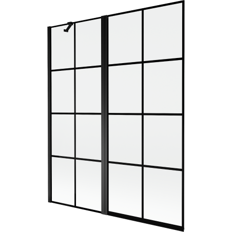 Mexen Mist paroi de baignoire 2 volets gauche 140 x 150 cm, grille noire, noir - 8A9-140-011-70-77-L