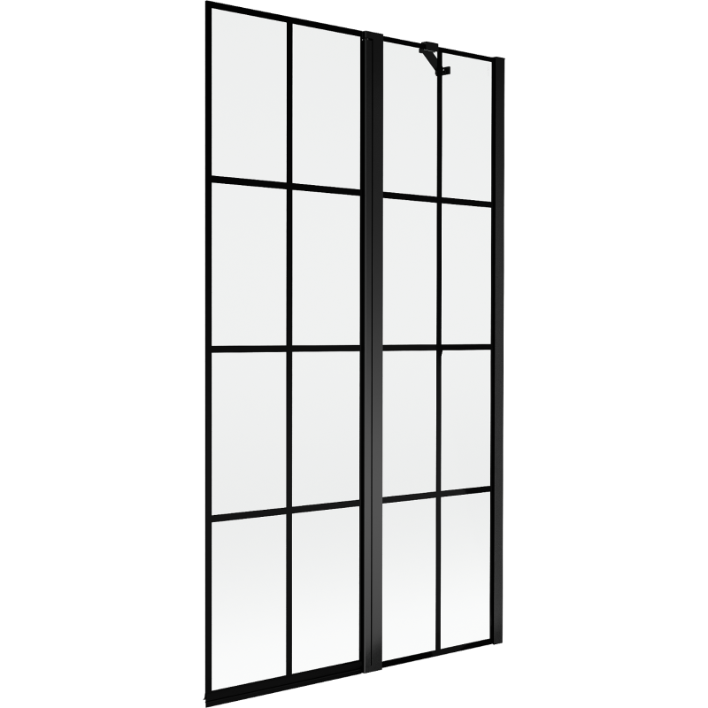 Mexen Mist paroi de bain à 2 volets droite 100 x 150 cm, grille noire, noir - 8A9-100-011-70-77-P