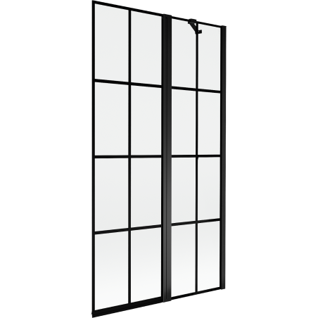 Mexen Mist paroi de bain à 2 volets droite 100 x 150 cm, grille noire, noir - 8A9-100-011-70-77-P