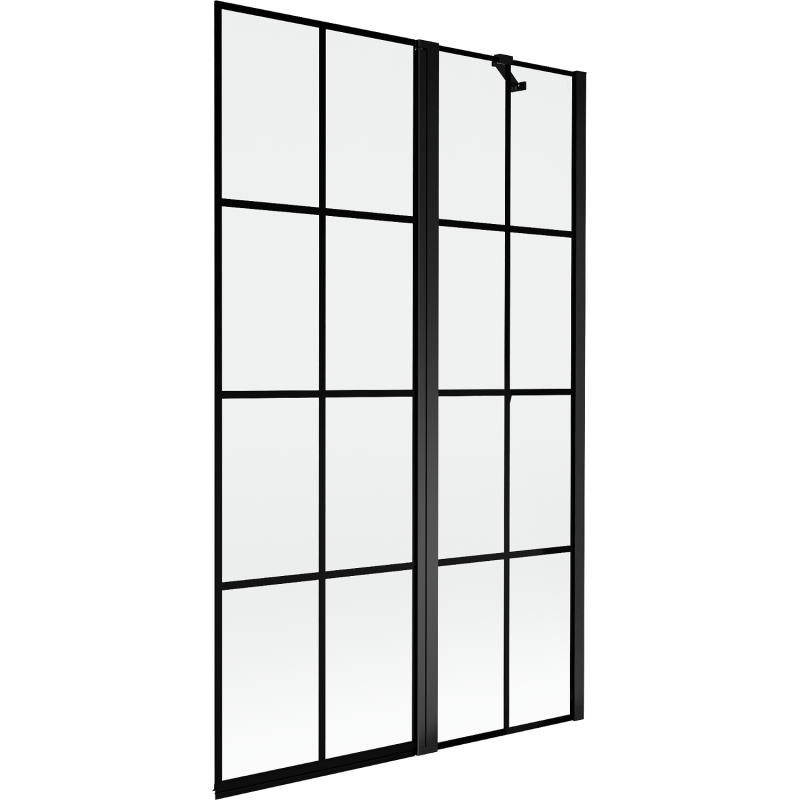 Mexen Mist paroi de baignoire 2 volets, droite, 110 x 150 cm, grille noire, noir - 8A9-110-011-70-77-P