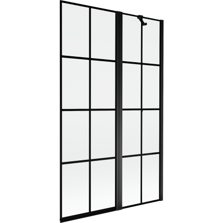 Mexen Mist paroi de baignoire 2 volets, droite, 110 x 150 cm, grille noire, noir - 8A9-110-011-70-77-P