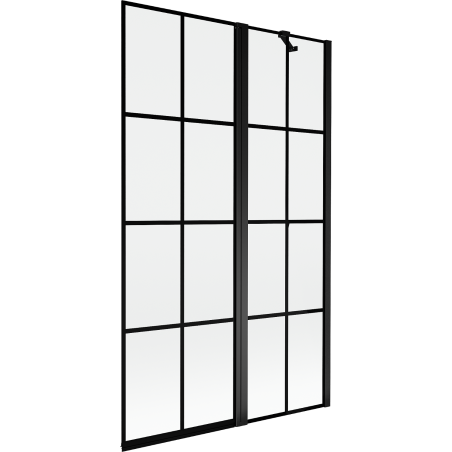Mexen Mist paroi de baignoire à 2 vantaux droite 110 x 150 cm, grille noire, noir - 8A9-110-011-70-77-P