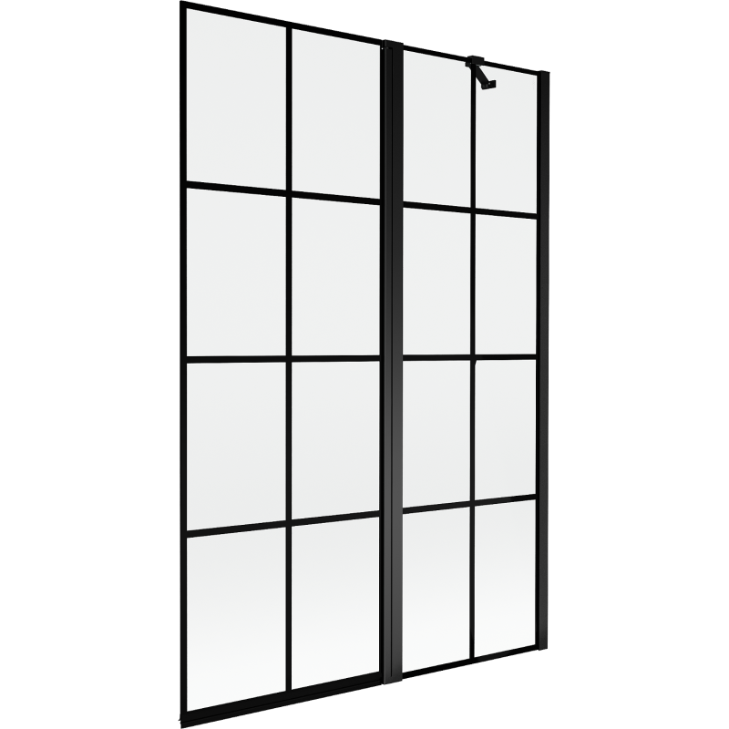 Mexen Mist pare-douche à 2 volets droit 120 x 150 cm, grille noire, noir - 8A9-120-011-70-77-P