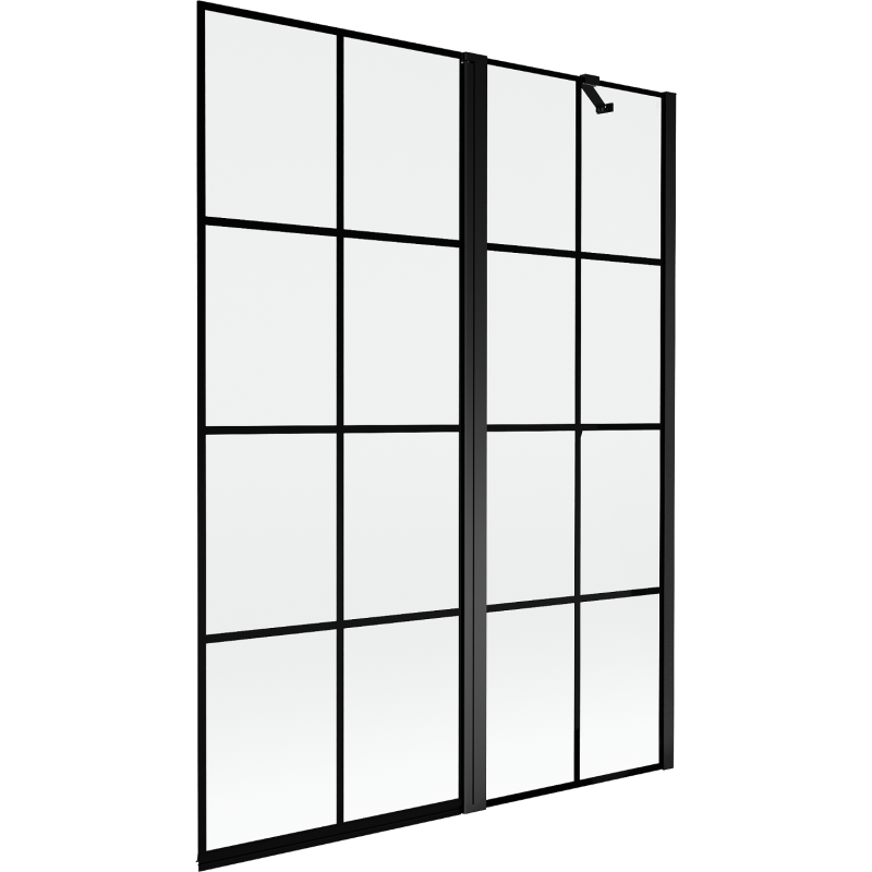 Mexen Mist paroi de douche 2 volets droit 130 x 150 cm, grille noire, noir - 8A9-130-011-70-77-P