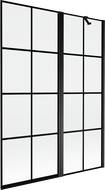 Mexen Mist paroi de douche 2 volets droit 130 x 150 cm, grille noire, noir - 8A9-130-011-70-77-P