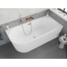 Mexen Silo baignoire autoportante d'angle droite rainurée 170 x 80 cm, blanche, trop-plein cuivre brossé - 52891708000P-65