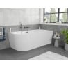 Mexen Silo baignoire autoportante d'angle droite striée 170 x 80 cm, blanche, trop-plein gris canon brossé - 52891708000P-66
