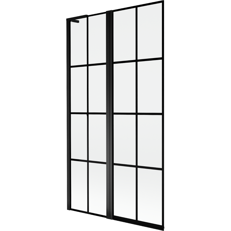 Mexen Mist L paroi de baignoire à 2 volets gauche 100 x 150 cm, grille noire, noir - 8A9L-100-011-70-77-L