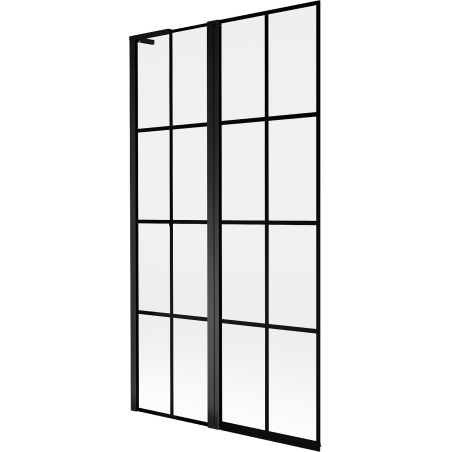 Mexen Mist L paroi de baignoire à 2 volets gauche 100 x 150 cm, grille noire, noir - 8A9L-100-011-70-77-L
